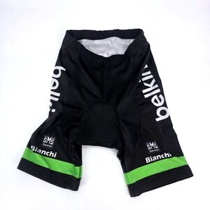 Santini SMS Belkin Pro Cycling Team Padded Shorts Mens Large Black Green Bianchi